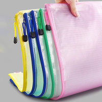 Pochette de rangement A4 personnalisée en maille transparente avec fermeture éclair, en PVC épais, grande capacité pour brochures, tableaux, documents scolaires, protection UV