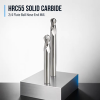 Haute qualité HRC55 ° tungstène CNC carbure fraise en bout 2/4 cannelure boule nez mèches R2.0 R3.0 R4.0 solide 6mm diamètre de la tige