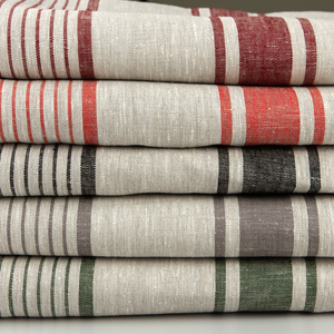 Tela de lino orgánico 100% al por mayor, rollo de hilo teñido GSM 265, tapicería transpirable, estilo liso, no suavizado para ropa de cortinas - Product Image 1