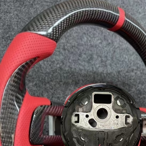 Volante, superventas, rueda de cuero perforado de fibra de carbono, costura blanca apta para volante de coche Ford <span class=keywords><strong>Mustang</strong></span> - Product Image 5