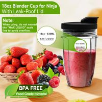 3 tasses de rechange de 18, 24 et 32 oz avec couvercle rabattable, compatibles avec le couvercle Go pour le mixeur électrique Nutri 600W/900W
