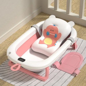 Grande baignoire pliable en silicone pour bébé, utilisable assise ou allongée, pour soins à domicile, fournitures de douche pour bébé - Product Image 2