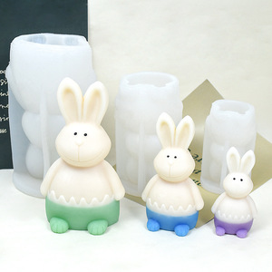 Moule en silicone Lapin <span class=keywords><strong>pour</strong></span> bougies d'aromathérapie, fabrication DIY de bougies parfumées, ornements en plâtre et savons parfumés animaux – Collection Pâques - Product Image 3