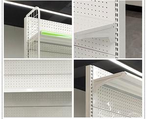 ชั้นวางสินค้าเหล็กสองด้าน ชั้นวางแสดงสินค้าโลหะทันสมัย ชั้นวางซุปเปอร์มาร์เก็ตแบบซ้อนได้ ชั้นวางของร้านขายของชำ ชั้นวางแบบกอนโดลา - Product Image 6