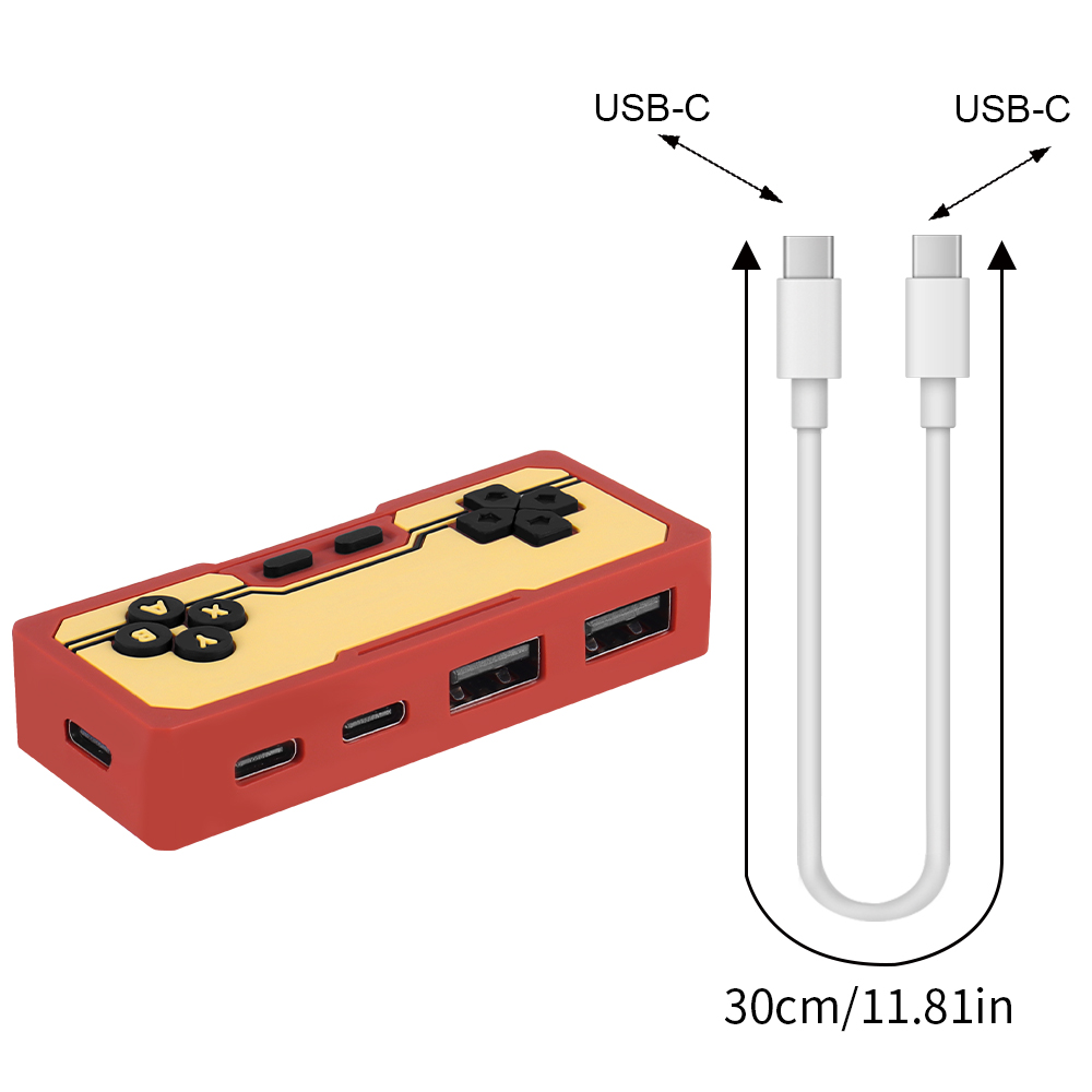 Red USB C to USB C Game Console USB HUB
