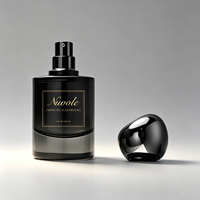 Flacon de parfum écologique de luxe 30 ml 50 ml, flacon noir, flacon de parfum 100 ml, flacon en verre cylindrique, flacon de parfum personnalisé avec couvercle
