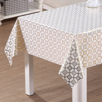 Nappe en PVC RNPT avec support en tissu et motif craquelé doré pour tables à manger