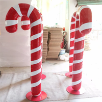 Décoration de Noël géante d'extérieur de 1,5 m en forme de canne à sucre, statue en fibre de verre de qualité commerciale pour affichage en centre commercial, thème Candyland