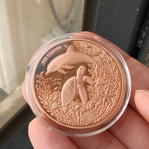 Maßgefertigte 1-Unzen Hochrelief-Wildtiermünze aus 99,9% Feinkupfer, Runde Sammlermünze mit Delfin, Schildkröte, Meerestieren - Product Image 2