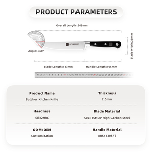 Cuchillo de Carnicero de 5.6 Pulgadas, Hoja de Acero Alemán X50CrMoV15, Cuchillos Afilados como una Navaja, Resistentes al Óxido, Cuchillo de Cocina Profesional para Chef - Product Image 4