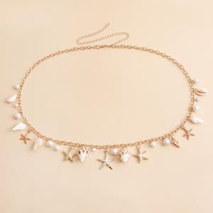 Cadena de cuerpo de concha de playa Bohemia verano playa bikini perla estrella de mar Concha colgante Cadena de cintura - Product Image 4