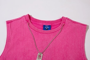 Camiseta sin mangas para hombre, camiseta desgastada Vintage de verano con cuello redondo, camiseta lavada con piedra, Top lavado antiguo - Product Image 5