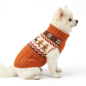 Suéter para Cães em Poliéster Ecológico com Tricô Jacquard Nórdico, Padrão de Homem de Biscoito, Forrado com Fleece para o Inverno - Product Image 6