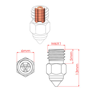 Cabezal de pulverización CR-6 SE de tres orificios CHT de acero endurecido MK8 para impresora 3D Ender 3 5 S1 - Product Image 5