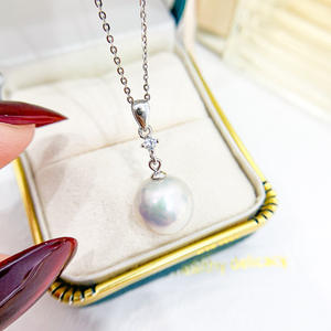 Wenchi จี้เงิน S925พร้อมลูกปัดกลม9-13มม. อุปกรณ์ทำเครื่องประดับมุกแบบทำมือสร้อยคอแฟชั่น10473จีน - Product Image 2