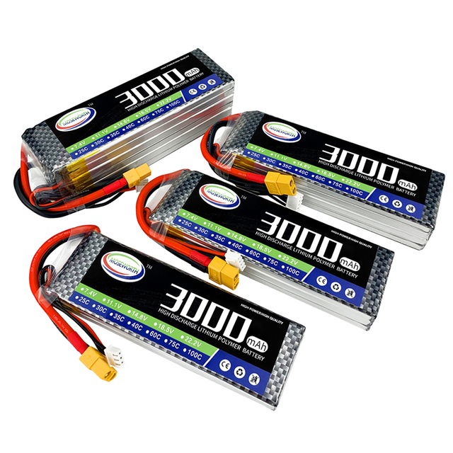 Cheap 2S 3S 4S 5S 6S Lipo Battery 7.4V 11.1V 14.8V 18.5V 22.2V 2600mah 3000mah with Deans T XT60 Plug for RC Car Drone Boat
