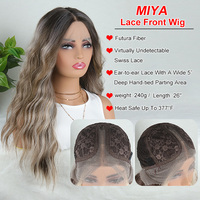 Perruque Lace Front Synthétique Julianna Body Wave Premium de Haute Qualité en Fibre Futura Résistante à la Chaleur, Ondulée et Bouclée avec Mèches