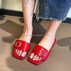 2025 alta calidad venta barato nuevas zapatillas de verano Red Femenina Color caramelo rojo desgaste moda Zapatos de <span class=keywords><strong>playa</strong></span> - Product Image 6