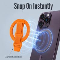 Support magnétique vertical et horizontal pour téléphone, avec sangle tressée et poignée de maintien, fixation rapide pour utilisation sur cuisine et bureau