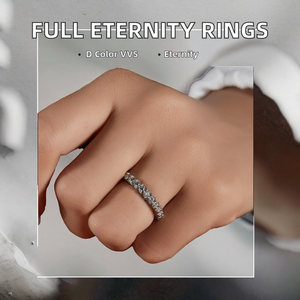 Anillos de Boda de Eternidad Completa con Banda de Moissanita Blanca VVS Color D, Corte Brillante, Engaste de Garras, Oro de 14k/18k - Product Image 2