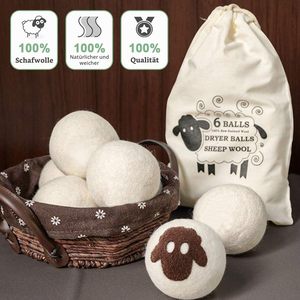 Bolas de Lana para Secadora, Paquete de 6 XL, 100% Lana de Nueva Zelanda, Caja de Almacenamiento de Fieltro, Reutilizables, Reducen el Tiempo de Secado, las Arrugas y la Electricidad Estática en la <span class=keywords><strong>Lavadora</strong></span> - Product Image 3