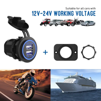 LED verte 12V double USB 3.1A à monter sur panneau avec câble de 0,6m et fusible pour voiture, bateau, VTT, UTV