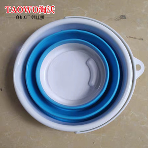 Taowo <b>Collapsible</b> Bucket 10L Portable Silicone Plastic Outdoor Travel Car Wash Water <b>Storage</b> Bucket Gray Blue Green - Product Image 2