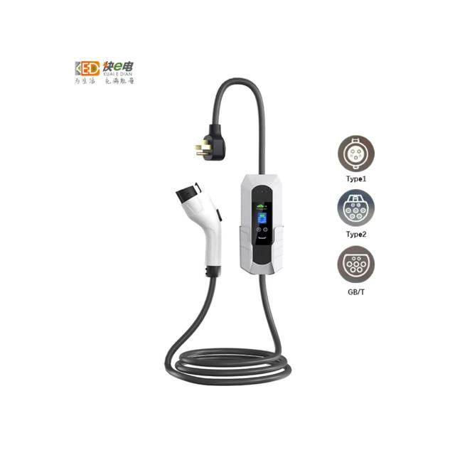 Ked Portable 7kw EV Charger 13A 16A 3kw AC IP66 Protection 7.6m Cable Type1/2 NACS Interface Home New Condition AC 2000V