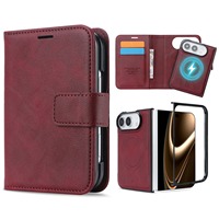 Nouvel étui portefeuille magnétique détachable en cuir pour téléphone Duo avec blocage RFID, porte-cartes, pochette à monnaie et protection antichute, coque à rabat