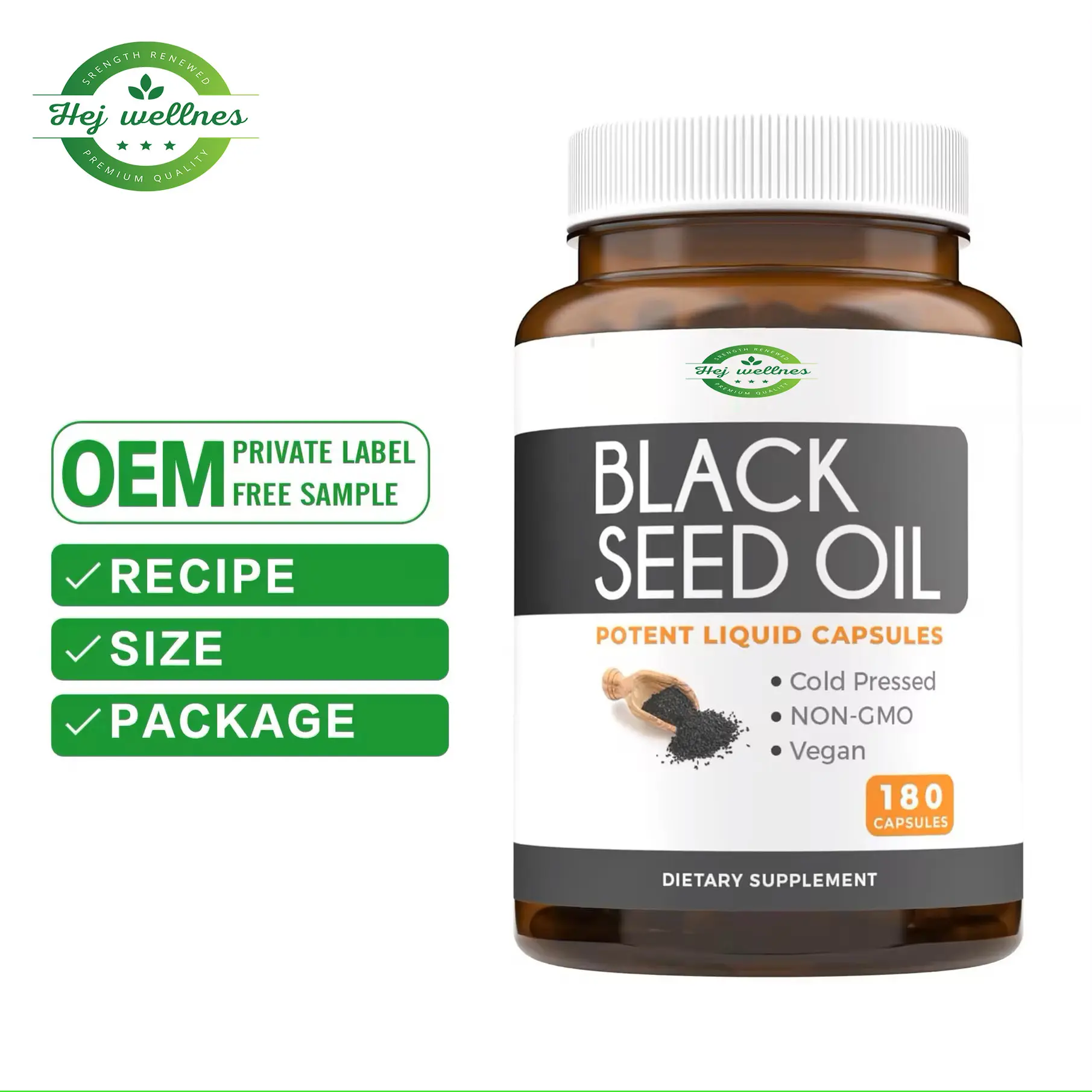 Capsules molles d'huile de graines noires de suppléments de fines herbes santé de peau huile de graines de cumin noir pur avec la capsule de gel de Softgel de vitamine E