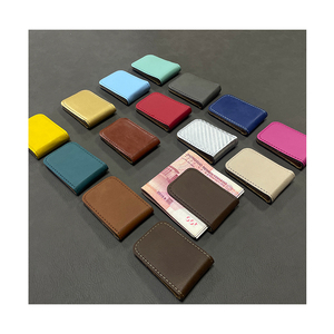 Custom Logo portatile biffold fermasoldi colore personalizzato Laserable in pelle di cuoio portacarte materiale principale similpelle - Product Image 2