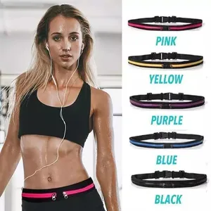 Sports Running Belt Outdoor Dual Pouch Fanny Pack Sweat Proof Reflective Slim Waist Pack Belt Pack