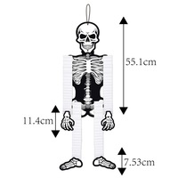 Ensemble de 4 décorations suspendues vintage pour Halloween : chat noir, sorcière, squelette, citrouille en papier crépon – Ornement rétro effrayant pour fête