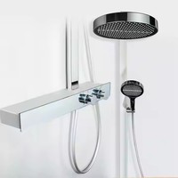 Système de douche thermostatique de luxe en acier inoxydable poli en cuivre ensemble de salle de bain chaud et froid pommeau de douche thermostatique à jet doux