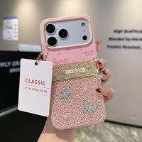 Coque de téléphone miroir pour maquillage, spécialement conçue pour femmes, pour iPhone, avec motif ours, chien, brillant et colle en relief.