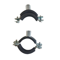 Collier de serrage fendu en acier inoxydable galvanisé de type P avec doublure en caoutchouc UTT61R, avec collier de serrage en caoutchouc EPDM noir, pouce