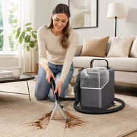 Nettoyeur vapeur portable pour tapis, 1400W de puissance, aspiration de 12KPa, avec réservoir d'eau propre de 1800ml pour le nettoyage domestique