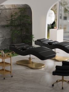 Table de massage contemporaine en cuir PU avec appui-tête intégré, cadre métallique réglable, mobilier de salon - Product Image 6