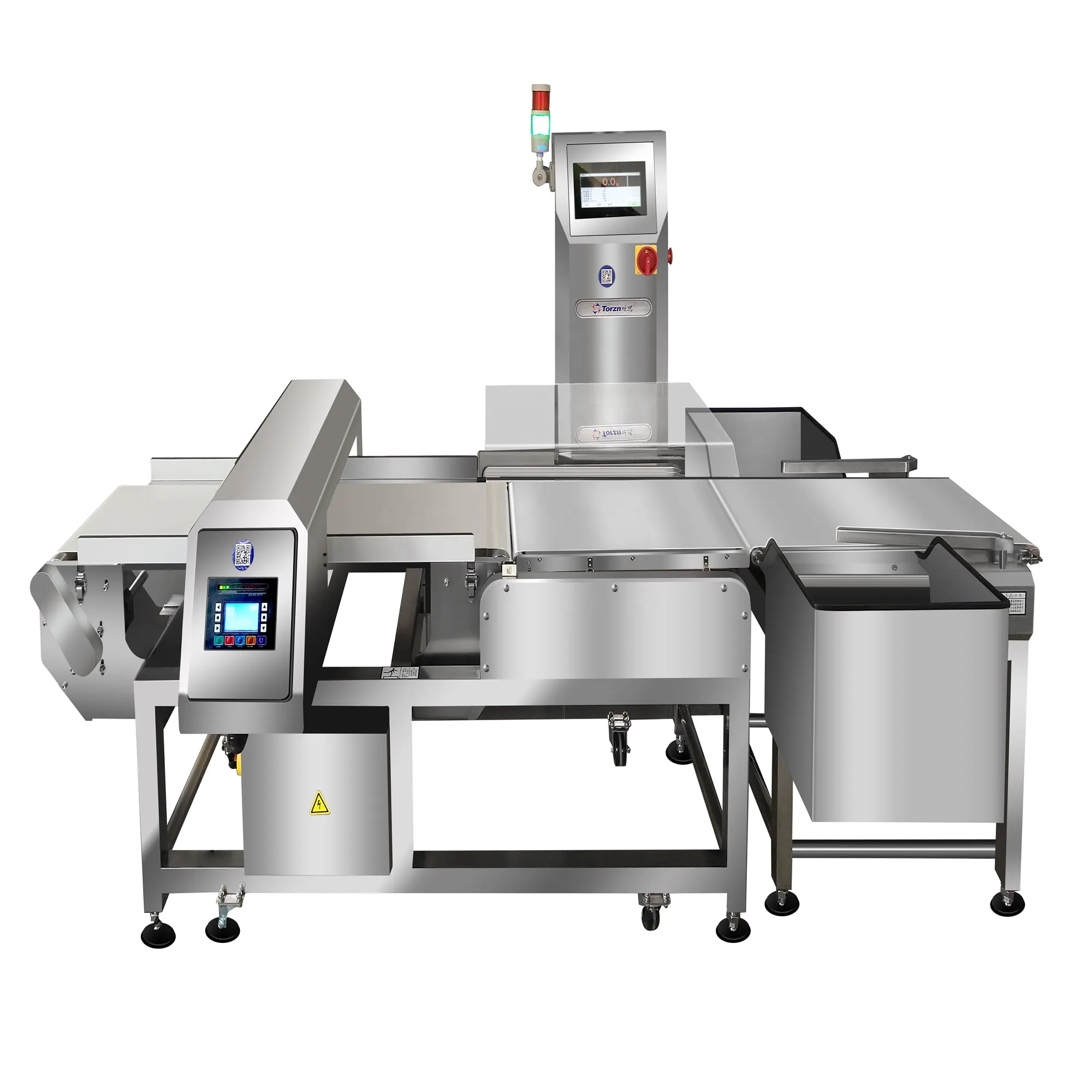 High performance combination metal detector and checkweigher system