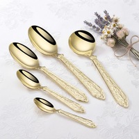 Ensemble de couverts de haute qualité en acier inoxydable avec manche en pierre martelée de style royal, couleur or champagne, pour mariage et banquet
