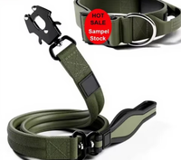 Collier et laisse tactiques pour chien, résistants, testés sous pression, avec boucle en métal classique, rembourrés en mousse solide, doublés en néoprène, avec poignée souple