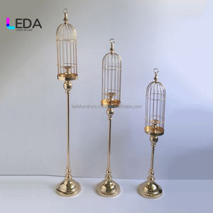 LEDA, superventas, portavelas de jaula de pájaros Retro creativo, decoración, soporte de vela de hierro europeo, accesorios para restaurante de boda - Product Image 4