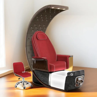 Chaise de pédicure légère et luxueuse pour onglerie, spa, lit de massage réglable avec bassin de bain de pieds rond en acrylique moderne pour salon de manucure moderne
