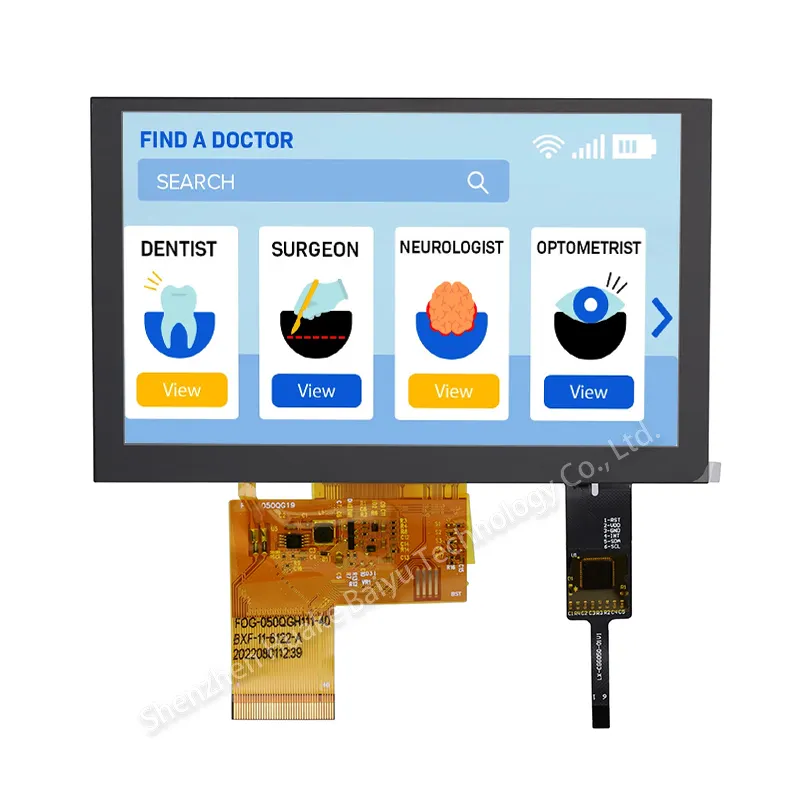 CTP çoklu dokunmatik Panel AG AR AF hizmeti isteğe bağlı I2C kapasitif dokunmatik ekran 5 inç 800x480 Tft lcd ekran ile GT911 denetleyici