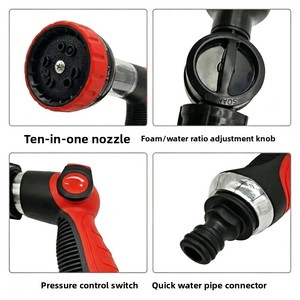 Pistolet de lavage haute pression 10 fonctions à pulvérisation arrière pour jardin et voiture - Gadget de nettoyage puissant - Product Image 5