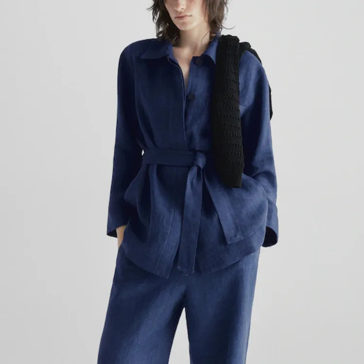 Новое Поступление Женское пальто Джинсовая рубашка куртка 100% льняное Пальто Повседневное элегантное женское льняное пальто