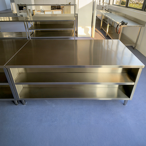 HELAXEN Edelstahl Schwerlast-Werkbank mit Höhenverstellbaren Beinen Gebürstete Matte Oberfläche 300 Kg/<span class=keywords><strong>m</strong></span> Gewerbliche Küche - Product Image 3