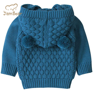 Usine OEM Pull unisexe en tricot de coton pour bébés garçons filles Pull élégant en laine douce coton biologique avec boutons sur le devant Motif coloré d'automne - Product Image 5