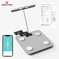 Báscula Inteligente Welland para Medir Grasa Corporal, Ocho Electrodos, Conexión Bluetooth, Prueba de Salud con Frecuencia Cardíaca Electrónica