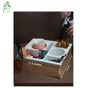 Boîte à collation en bois de bambou, organiseur de bureau en silicone souple, plateau de rangement sur mesure - Product Image 3